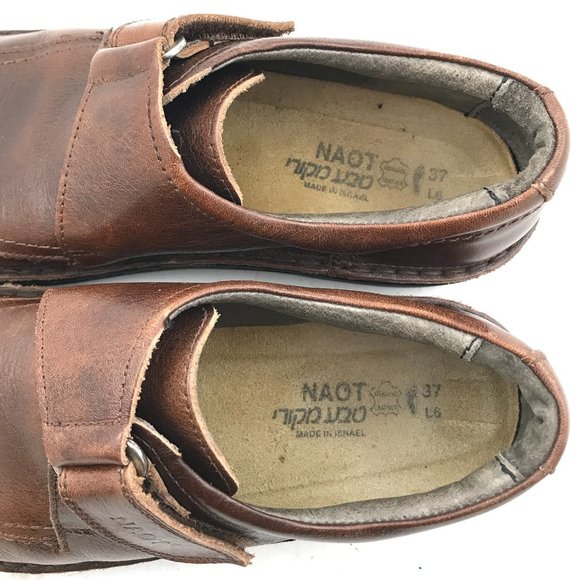 Naot Brown Leather Comfort Shoes Hook & Loop Strap Women’s Size 6 US / 37 EU - Picture 7 of 8